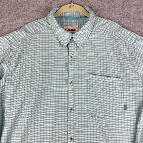Simms Shirt Mens XXL  Plaid Performance Button Front Pockets Beach Boat Preppy* - Picture 1 of 14